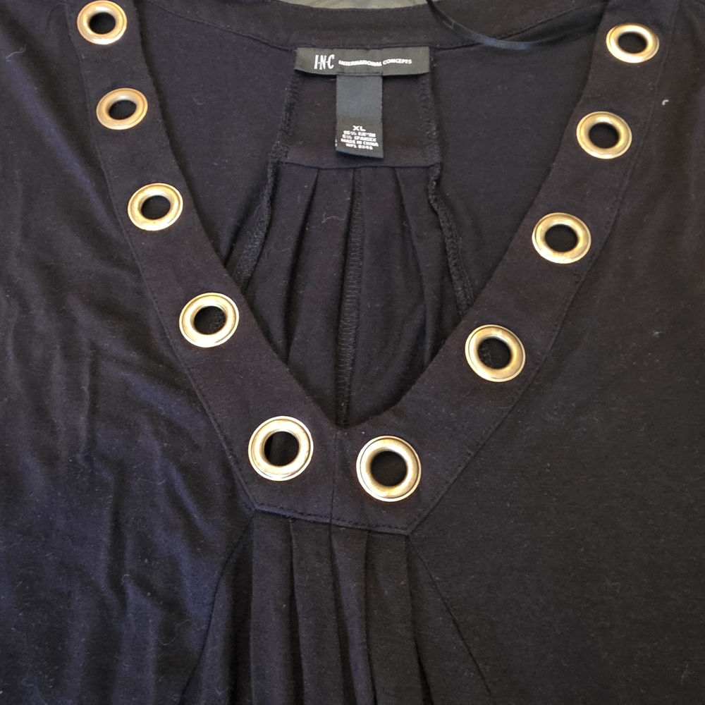 INC Black Grommet Detail Top - Picture 5 of 7